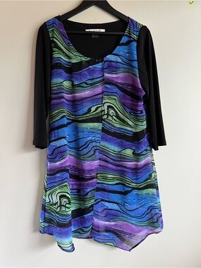 Bianca Nygard Abstract Print Swing Tunic Top 3/4 Sleeve Women’s Medium Flowy